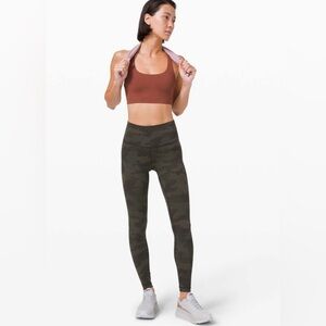 Lululemon Dark Olive Camo Wunder Under High Rise Tights Leggings Size 6